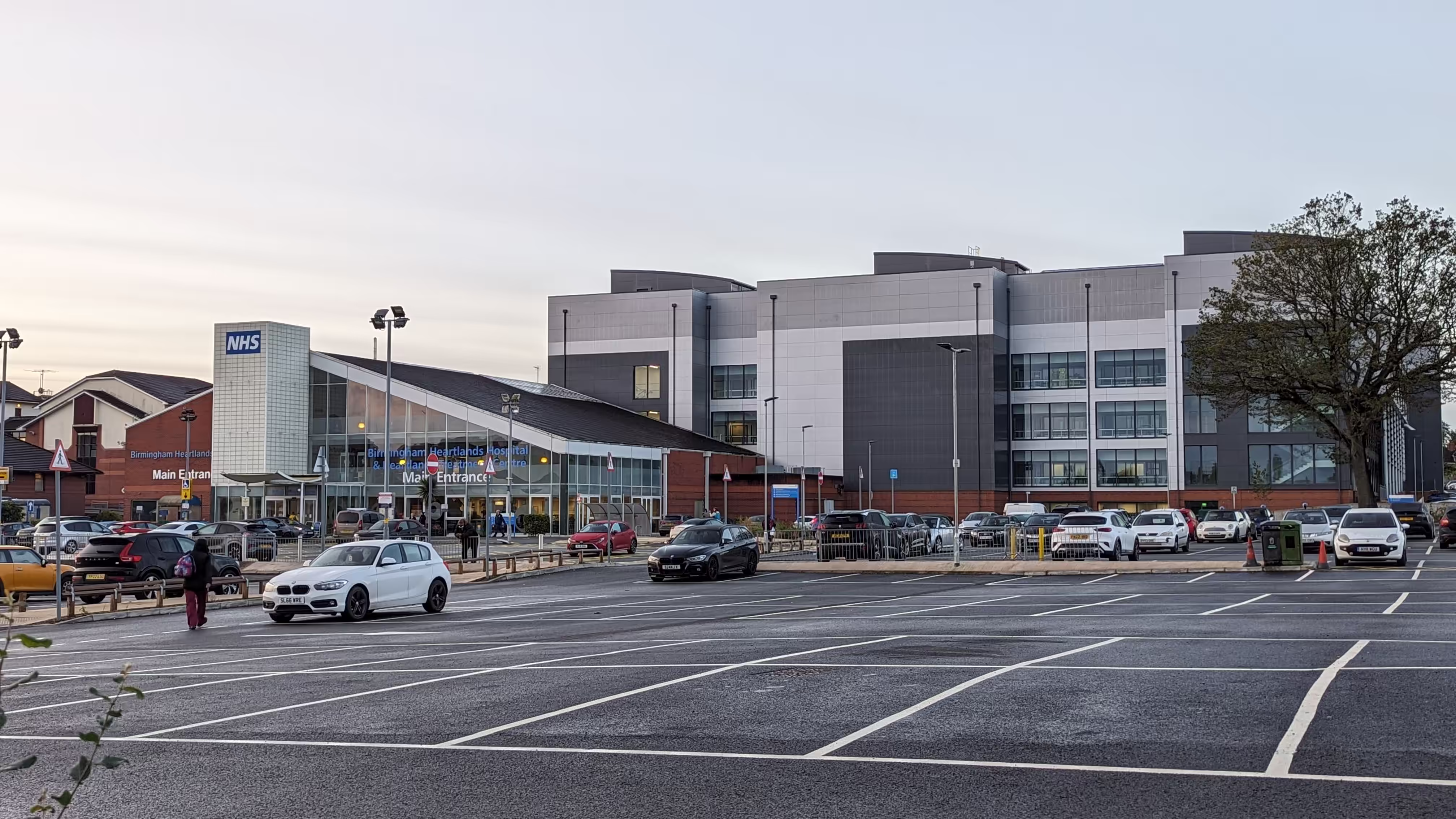 Heartlands Hospital - A&E department entrance and building exterior. Located in Bordesley Green, Birmingham.