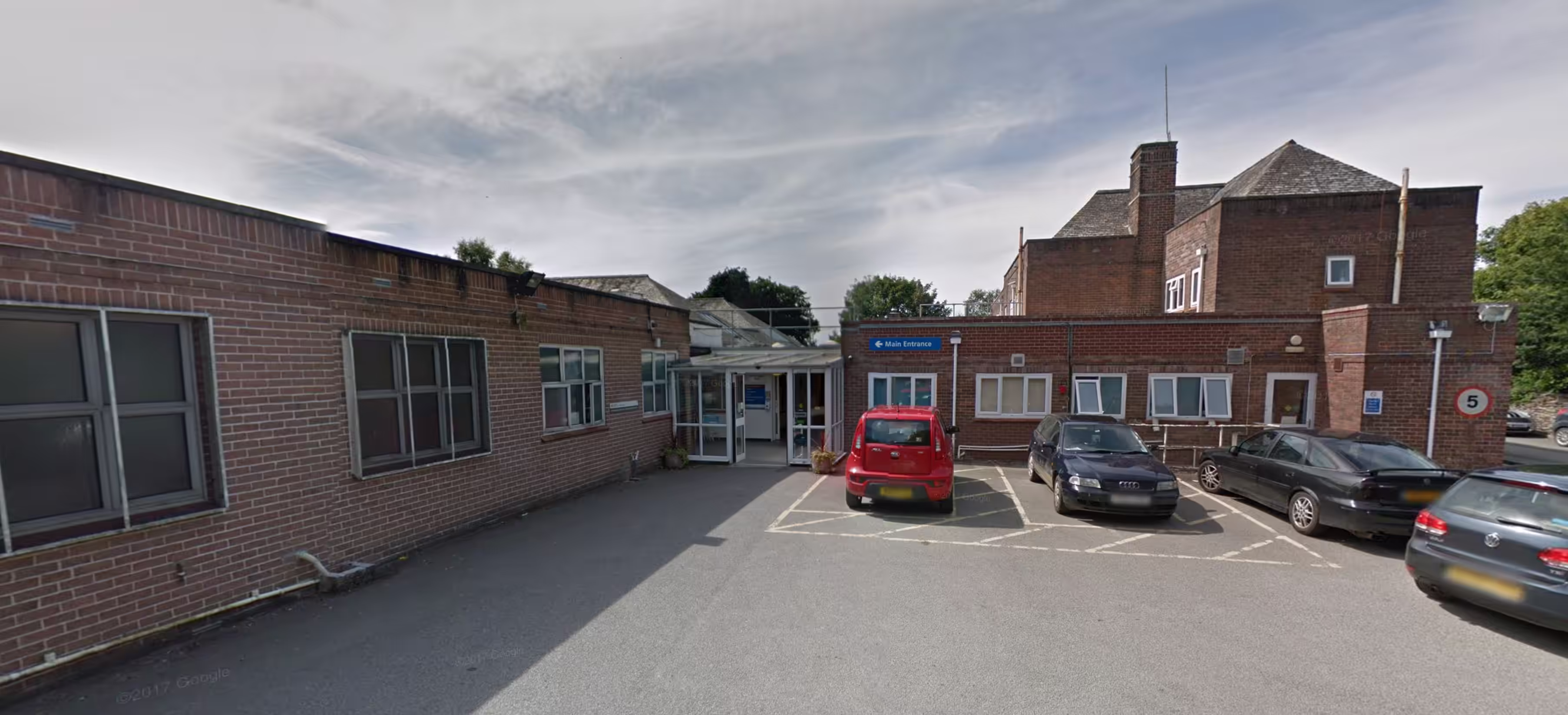Launceston Community Hospital - Minor Injuries Unit entrance and building exterior. Located in Launceston, Cornwall.