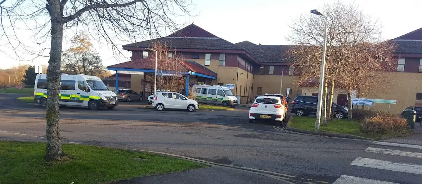 Prince Philip Hospital - Minor Injuries Unit entrance and building exterior. Located in Llanelli, Wales.