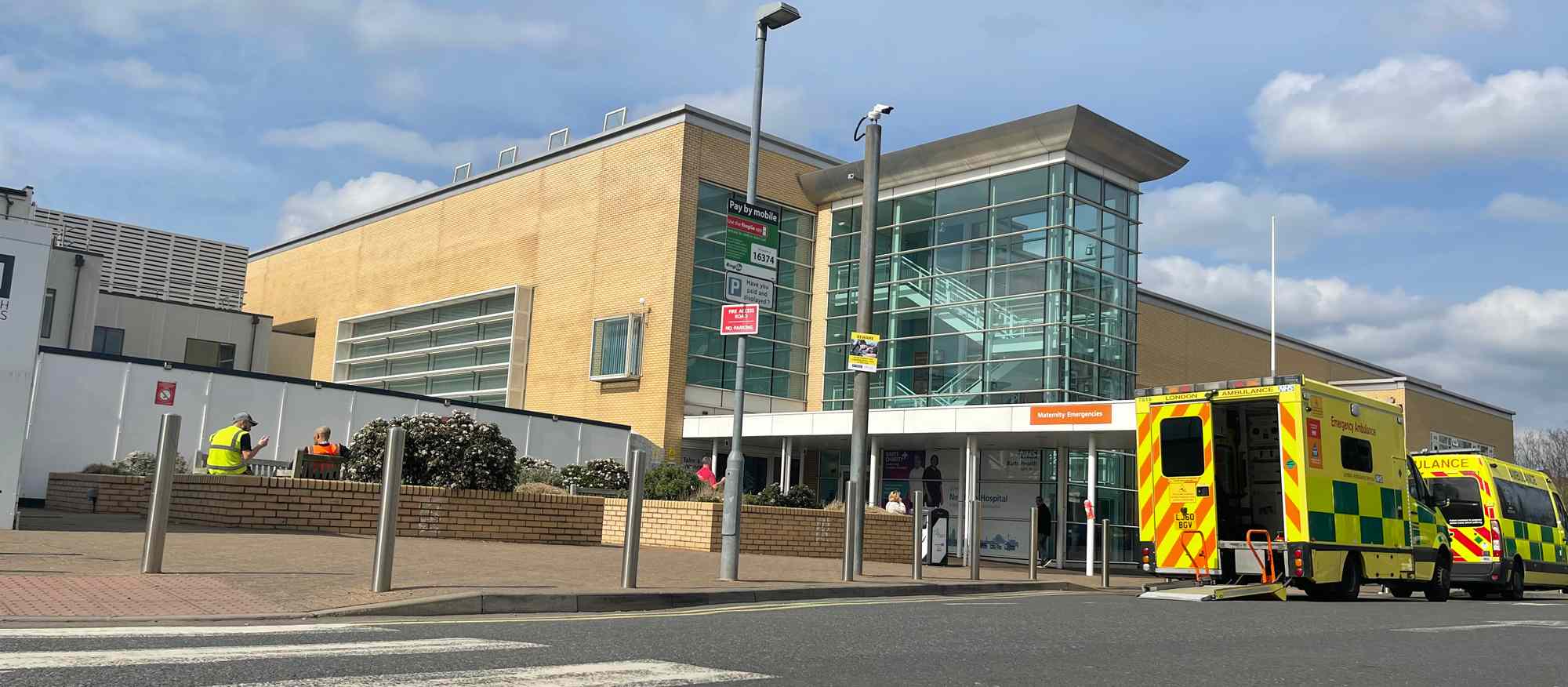 Newham Hospital - A&E department main entrance and building exterior. Located in Plaistow, London.