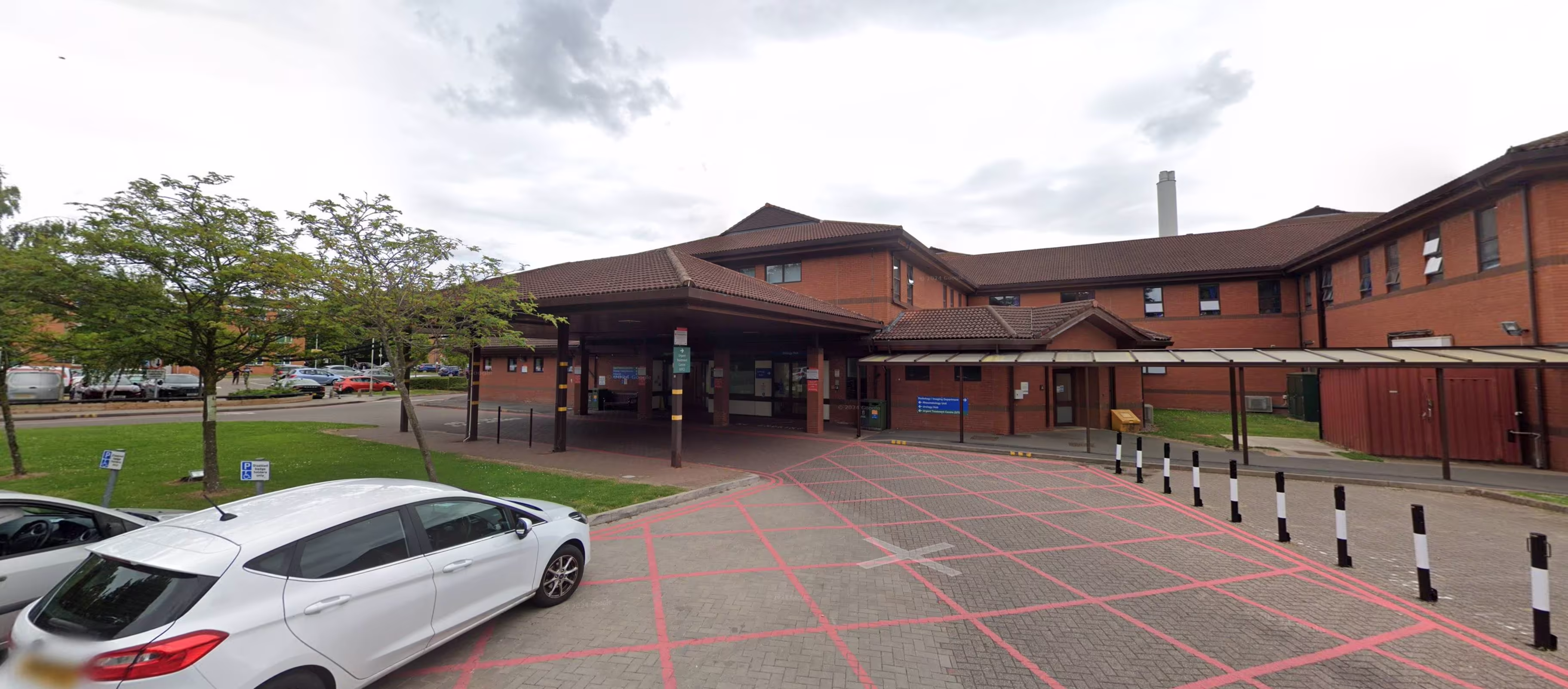 Solihull Hospital - Urgent Treatment Centre entrance and building exterior. Located in Solihull, West Midlands.